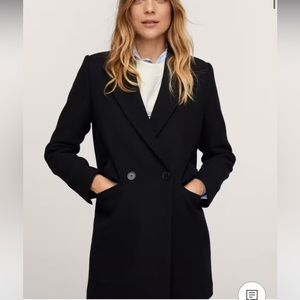 Mango Black Wool double-breasted coat